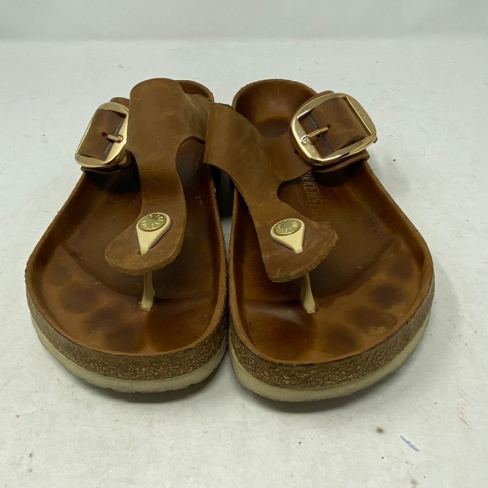Birkenstock Gizeh Big Buckle Thong Sandals Womens 8 Brown Leather EU 39 Regular